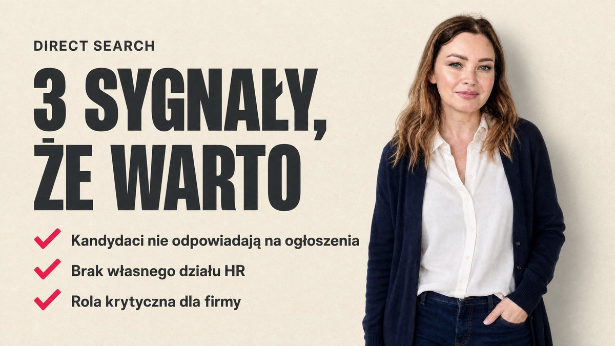Trzy sygnały, że warto zlecić rekrutację na zewnątrz: kandydaci nie odpowiadają na ogłoszenia, brak własnego działu HR, rola krytyczna dla firmy